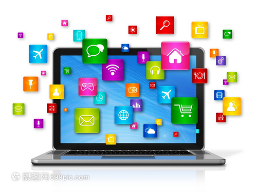 3D筆記本電腦與飛行應(yīng)用程序圖標(biāo)的獨特融合